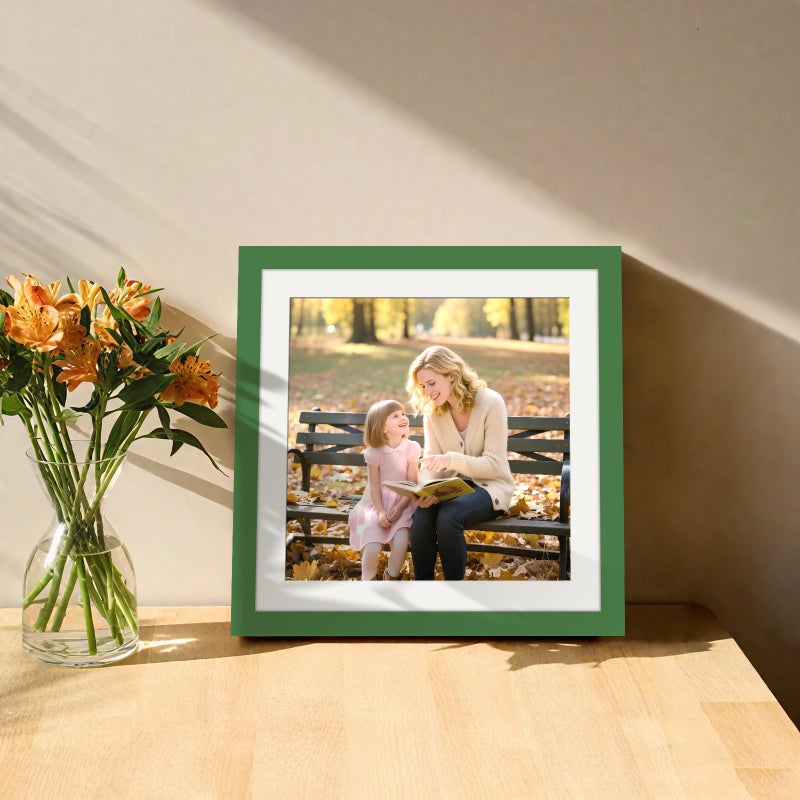 WUTL Picture Frames 10x10 2 Pack Made of Solid Wood Green for Wall Mounting and Tabletop Display - Image 4